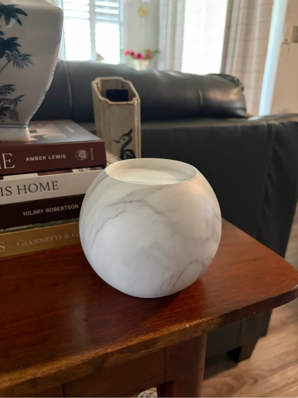 Bath & Body Works White Marble Globe Pedestal Candle Holder - Home Accents